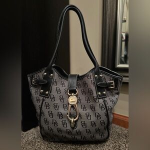 Dooney & Bourke Signature Grey and Black Satchel Bag